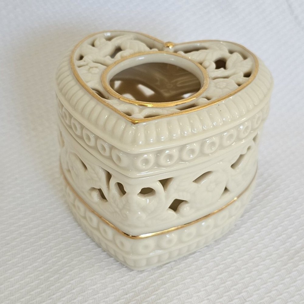 2002 Partylite Thank You From The Heart Tea Light Holder 3" toile gold lined - Picture 2 of 10